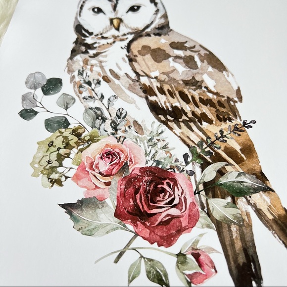 Owl Watercolor Illustration Wall Art Print Poster Portrait Unframed - Picture 17 of 17